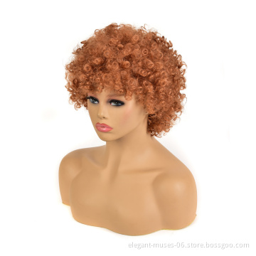 Popular African Natural Synthetic curly Hair Lace Front Wigs Brown Wig afro curl spring twist synthetic hair wig for black women